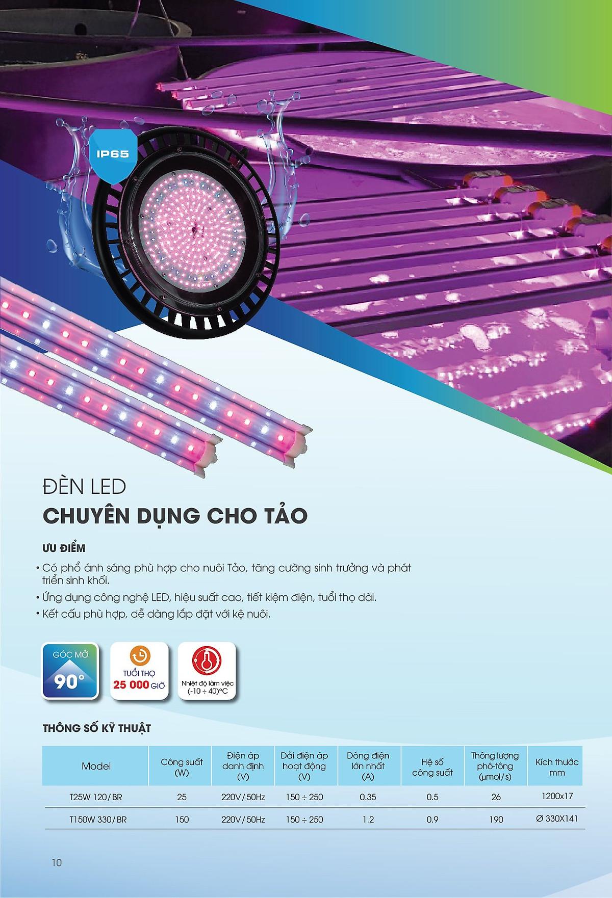 Đèn LED chuyên dụng trồng Tảo chính hãng Rạng Đông Model: LED T 25W 120/50B50R