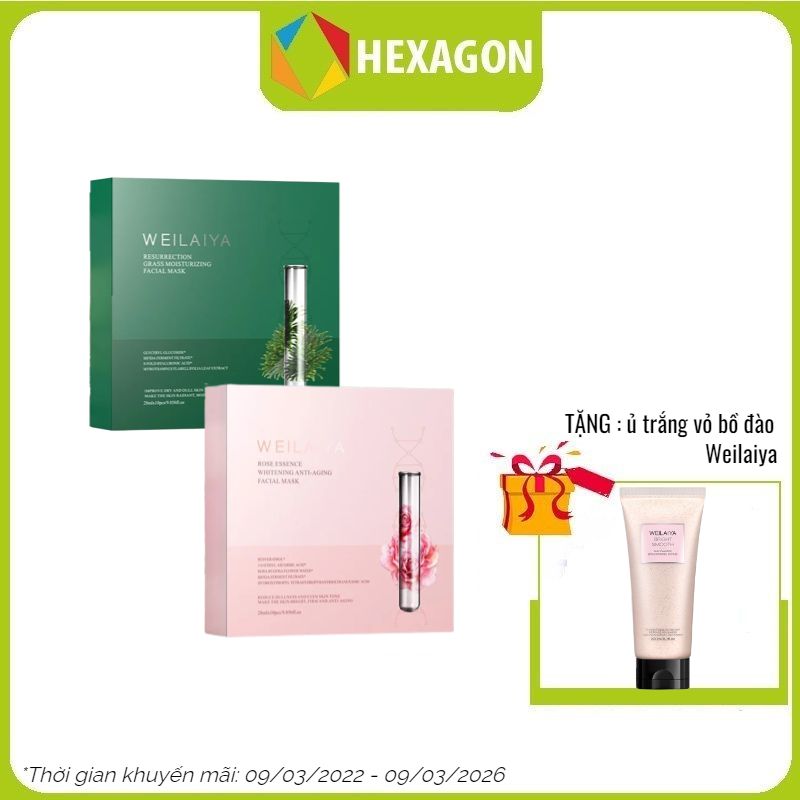 Combo 2 hộp Mặt nạ tái sinh cỏ vạn năm và Mặt nạ trắng da hồng vạn cánh Weilaiya