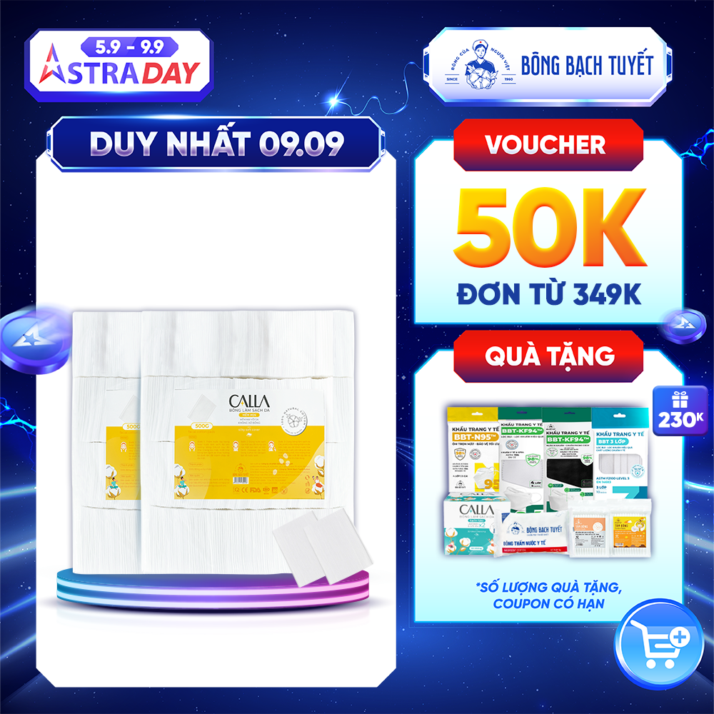 Combo 2 Túi Bông Tẩy trang làm sạch da Bông Bạch Tuyết Calla Mềm mịn (500gr/túi)