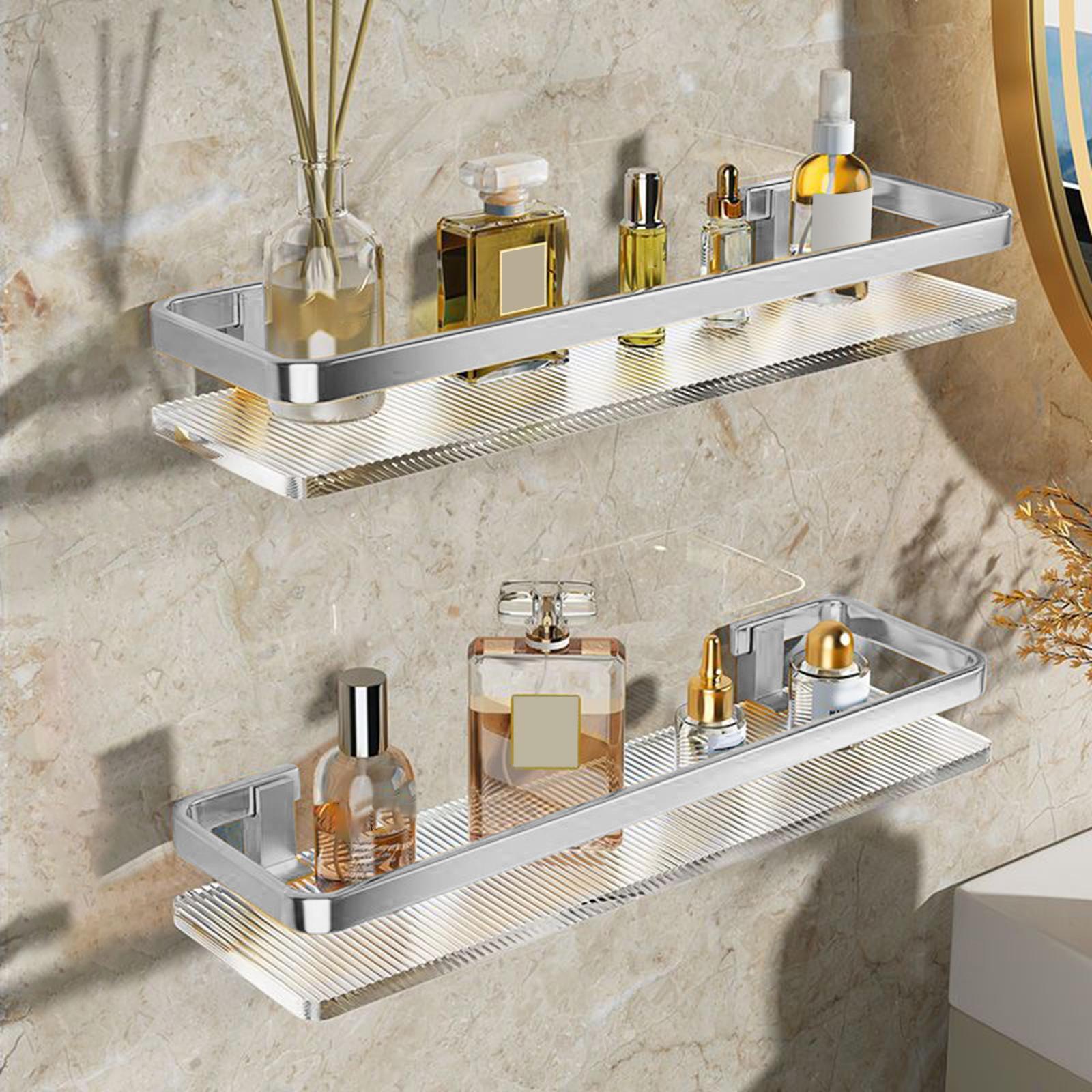 Bathroom Floating Shelf Wall Mounted Bathroom Shelf for Bedroom Bathroom Argent
