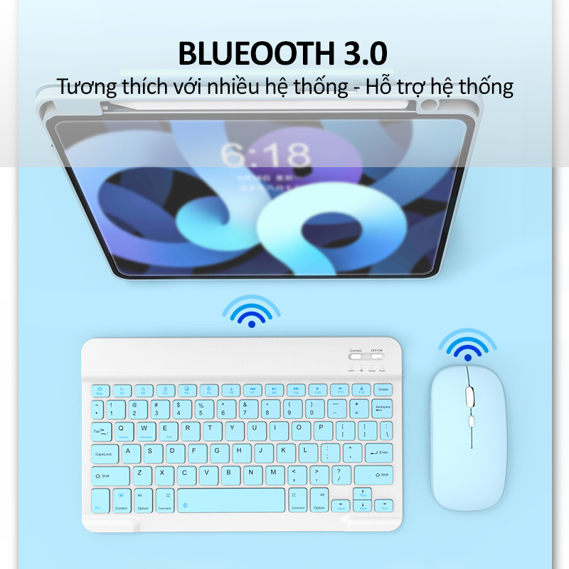 Bộ bàn phím bluetooth không dây mini 10 inch - D1435