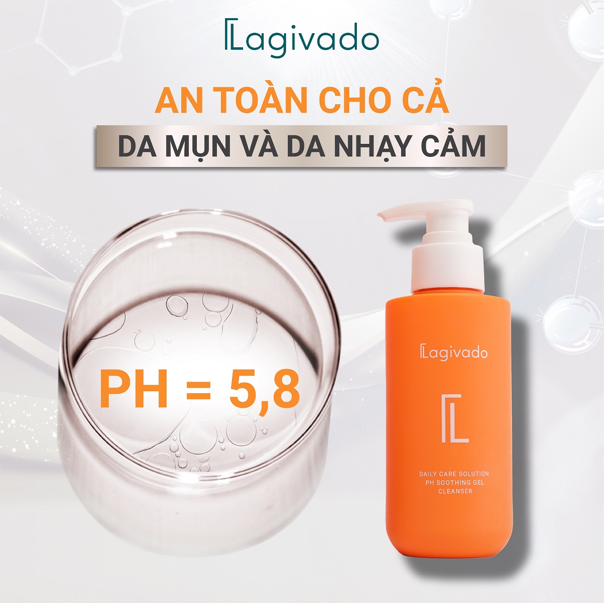 Sữa rửa mặt giảm mụn Lagivado PH Soothing. Gel Cleanser dành cho da dầu mụn, nhạy cảm 200 ml