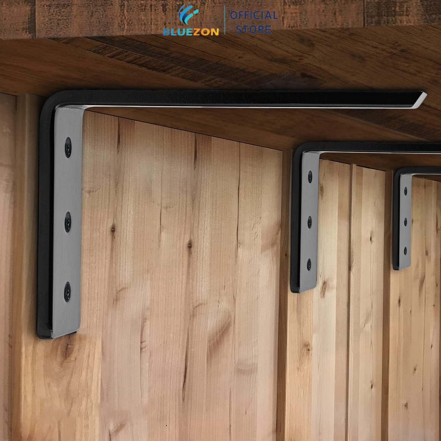 Bộ 2 chân đế chữ L hỗ trợ mặt bàn, ke chữ L dày 1cm treo tường bằng thép đặc phủ sơn tĩnh điện