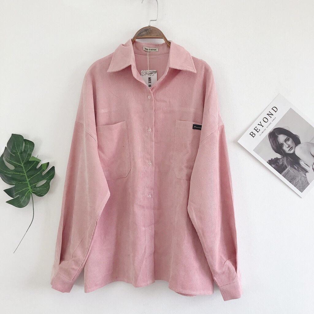 Áo sơ mi nhung tăm ZINTI dáng rộng nhiều mầu phong cách hàn quốc