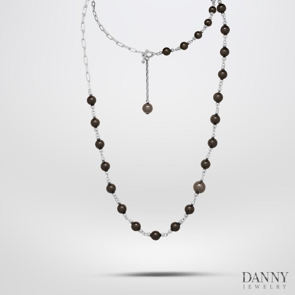 Dây Chuyền Danny Jewelry Bạc 925 Xi Rhodium Đan Xen Ngọc Ốc D6235100002