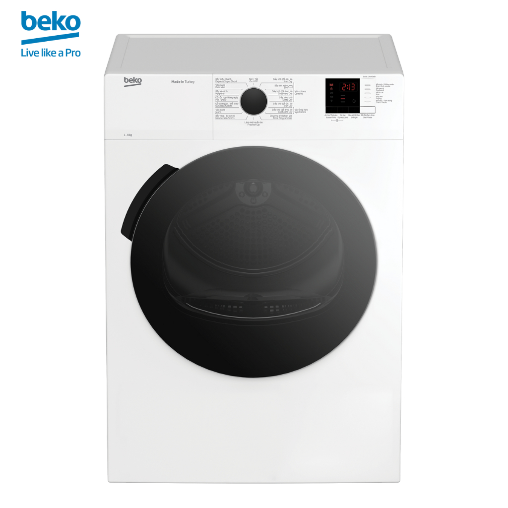 Máy Sấy Quần Áo BEKO Công Nghệ Sấy Thông Hơi 9Kg, Công Suất 2400W, Chống Nhăn, Hẹn Giờ Sấy - DA9112RX0WB - Hàng Chính Hãng