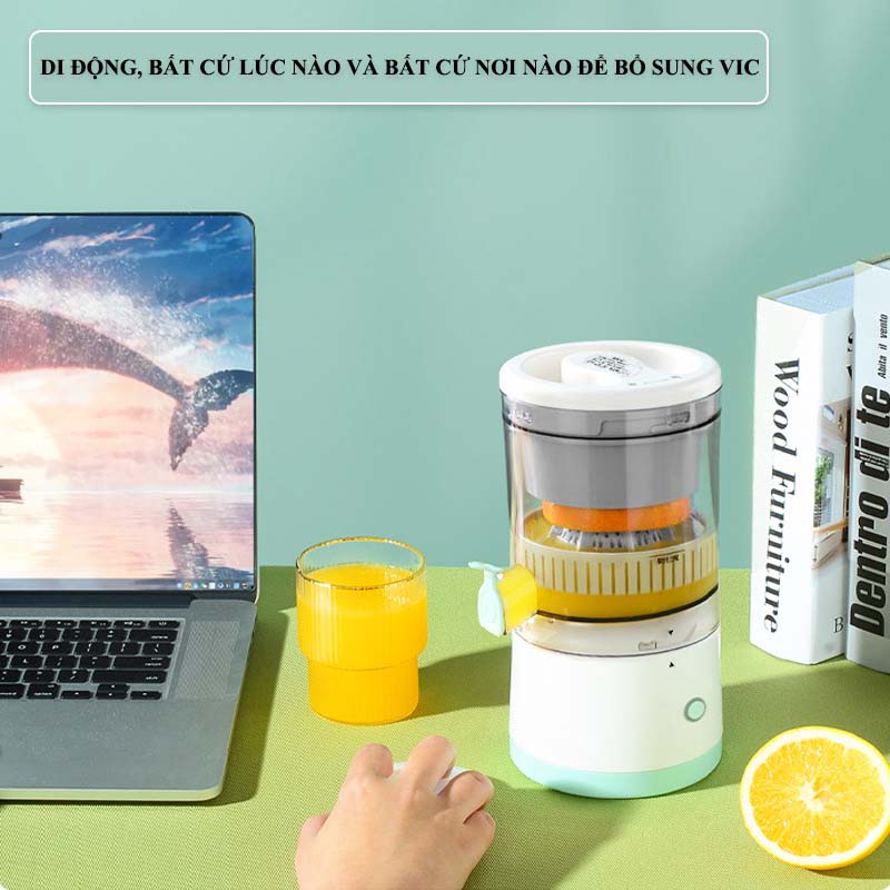 Máy vắt cam tự động, máy ép cam, máy ép hoa quả đa năng nhỏ gọn dung tích lớn, pin sạc không dây tiện lợi di chuyển - Hàng chính hãng