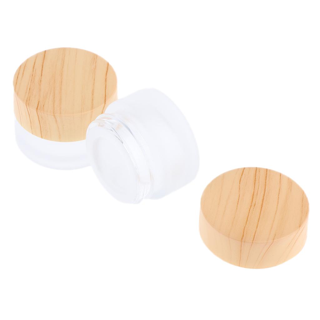 5/10/15/30/50g, Empty, Frosted Glass Pot Jars, Cosmetic Containers, 2pcs