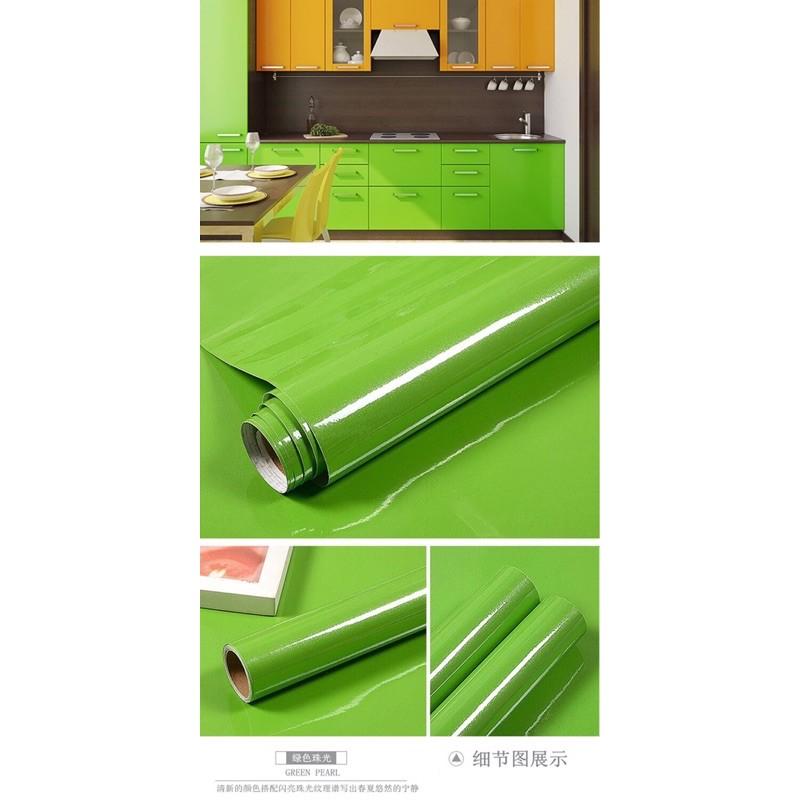 5M DeCal xanh lá nhũ bóng chống nước cho nhà bếp keo sẵn khổ 60cm
