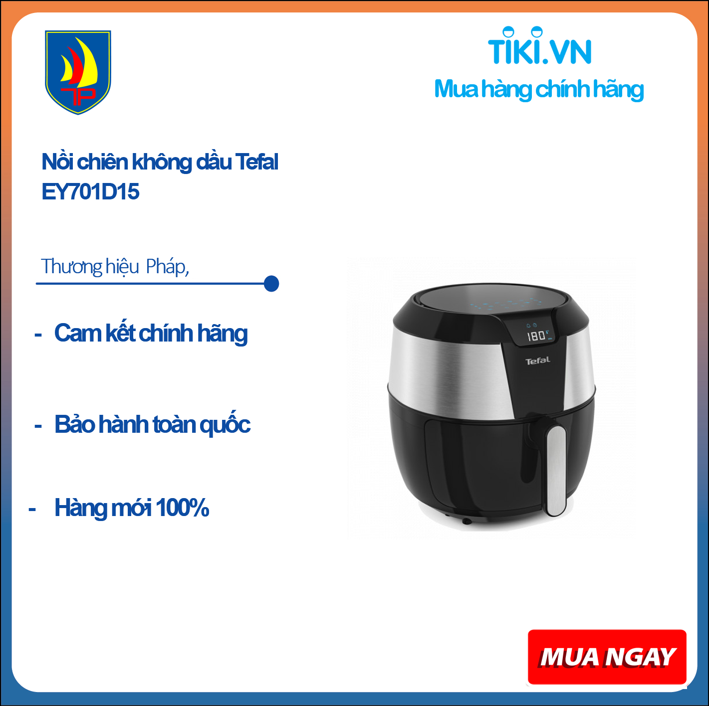 Nồi chiên không dầu Tefal EY701D15- Hàng chính hãng