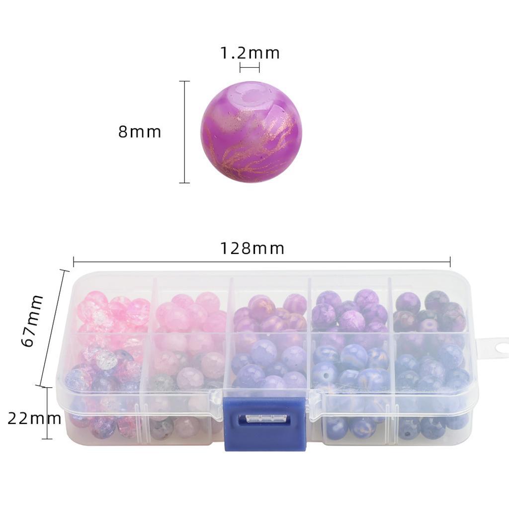 200pcs Glass Beads 8mm Beads for Beading Necklaces Bracelet Home Decoration Pink