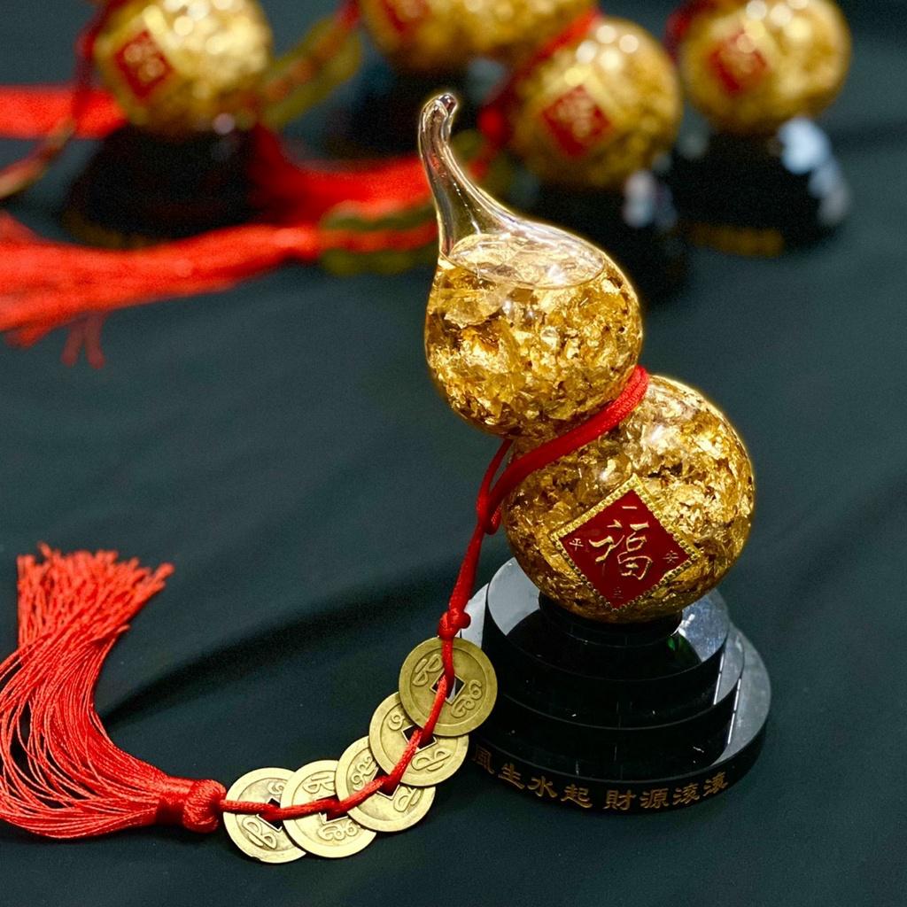Hồ Lô Phong Thủy, Hồ Lô Nước Vàng, Hồ Lô Thần Tài - cao 15cm , Có Đế Xoay