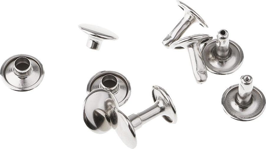 200 Chiếc Bao Da Đinh Tán Đôi Mũ Đinh Tán Hình Ống Kim Loại Đinh Nhọn Cho Làm Đồ Da Thủ Công, Màu Bạc Đồng