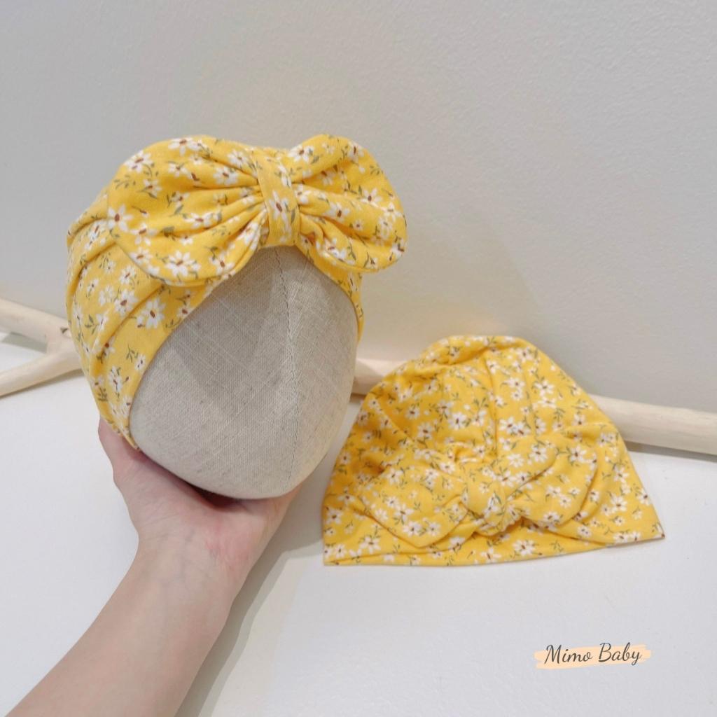 Mũ nón turban màu vàng họa tiết hoa nhí vintage dễ thương cho bé gái MTB167 Mimo baby