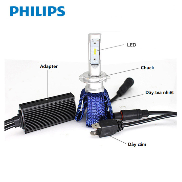 Bóng đèn pha ô tô, xe hơi ánh sáng trắng nhãn hiệu Philips cao cấp điện áp 12V