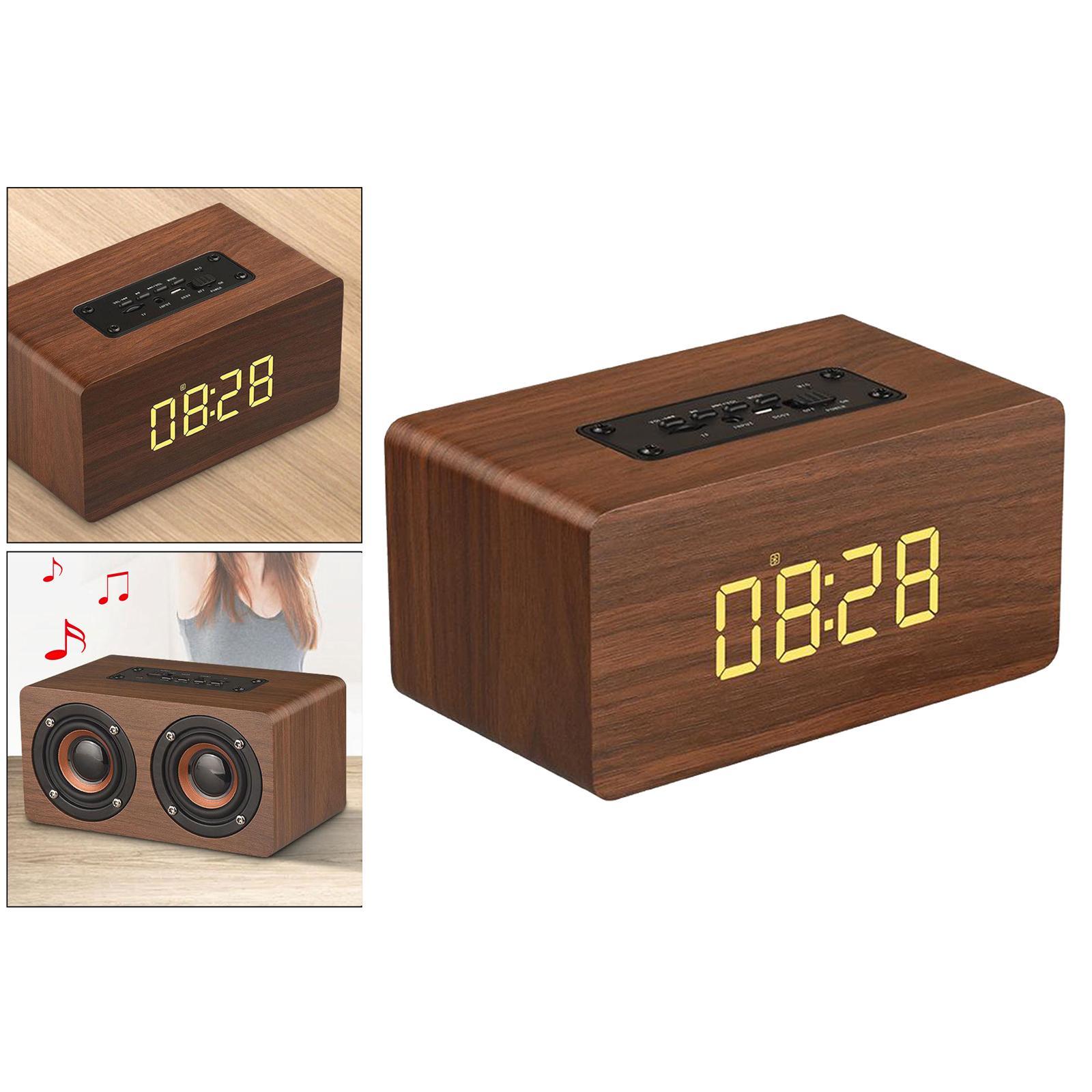 Vintage LED Portable Wooden Soundbar Speaker for Home Computer Smartphone Brown
