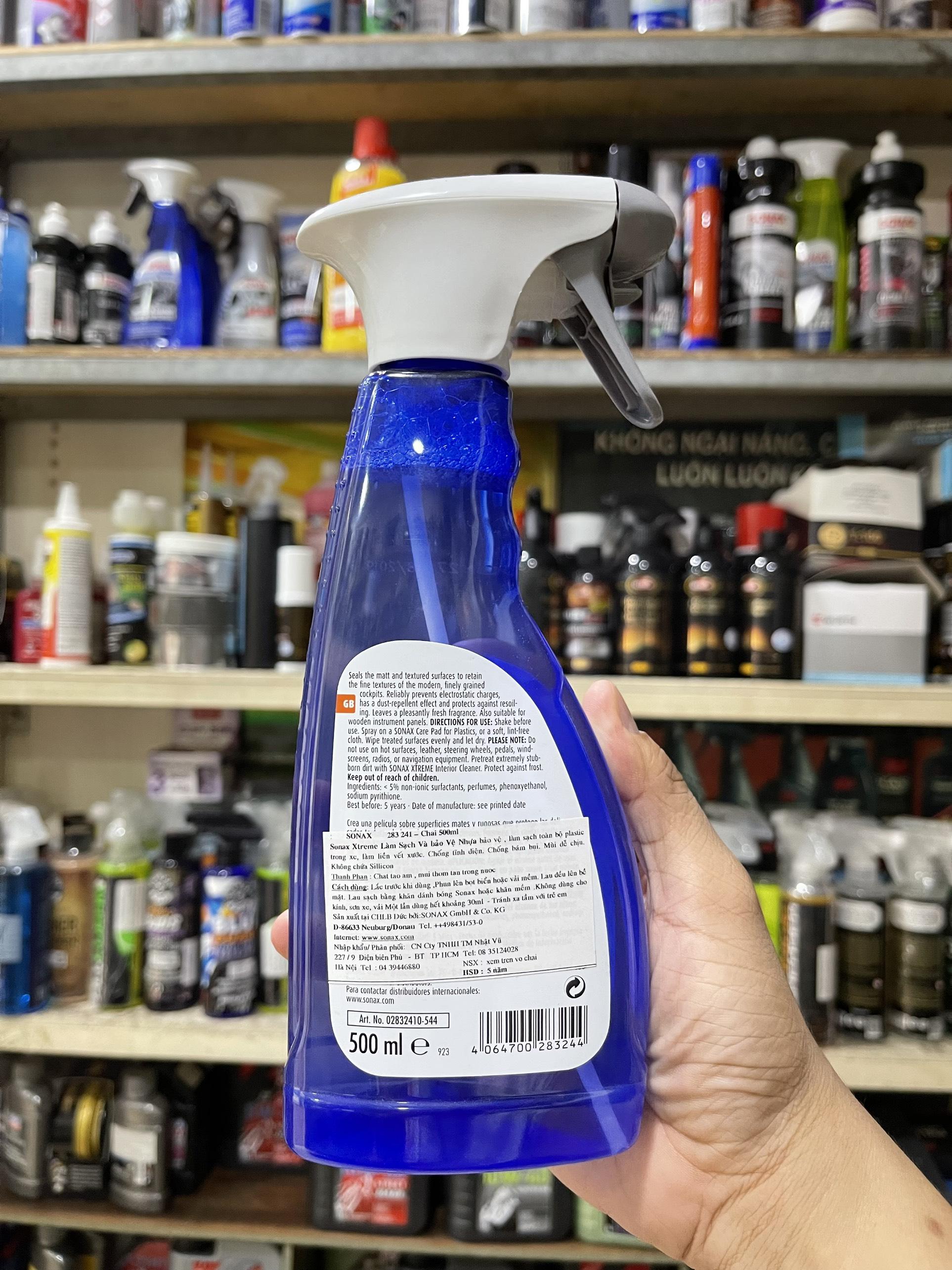 CHAI XỊT VỆ SINH VÀ BẢO DƯỠNG NHỰA TAP LÔ XE BÓNG MỜ SONAX XTREME COCKPIT CLEANER LIMPLIA SALPICADEROS 2832410 500ML