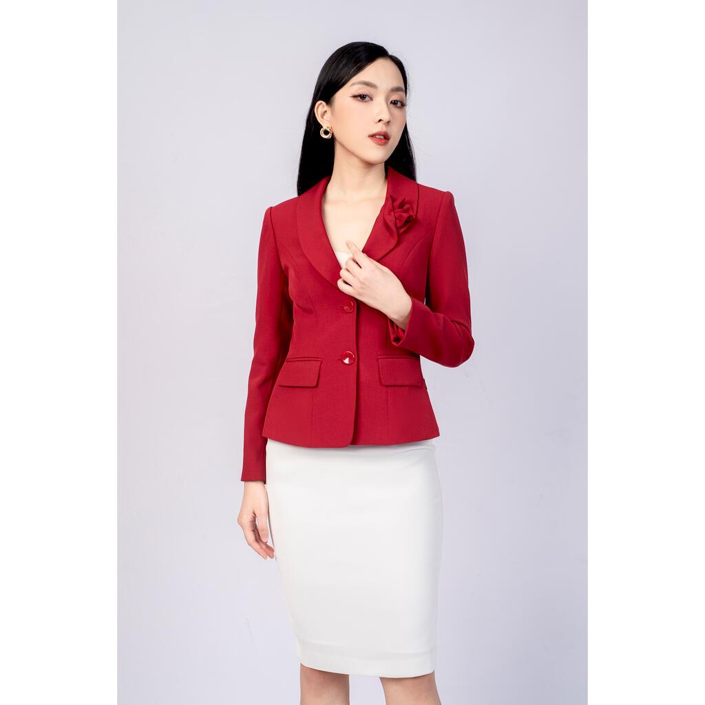 Áo vest tay dài, cổ V đính nơ MMOutfit M-AV000521005