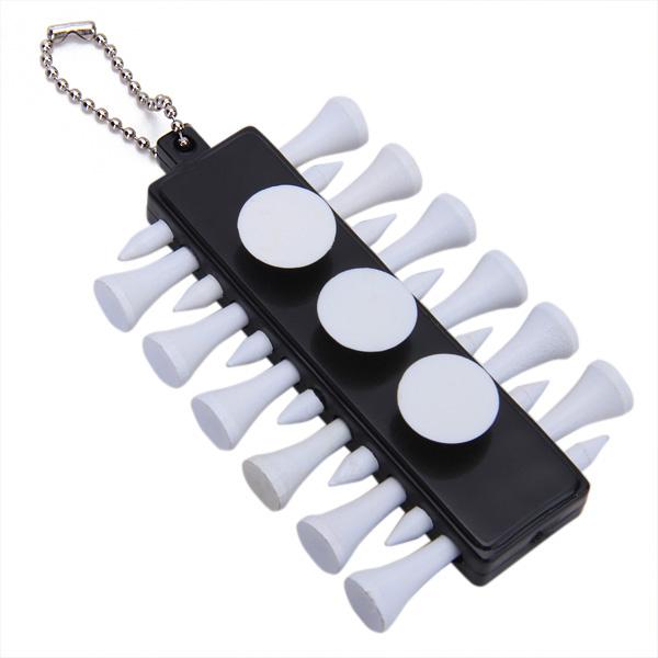 Plastic Tee Holder Carrier 3 Ball Marker 12Pcs 2 1/8 inch Wood Tees