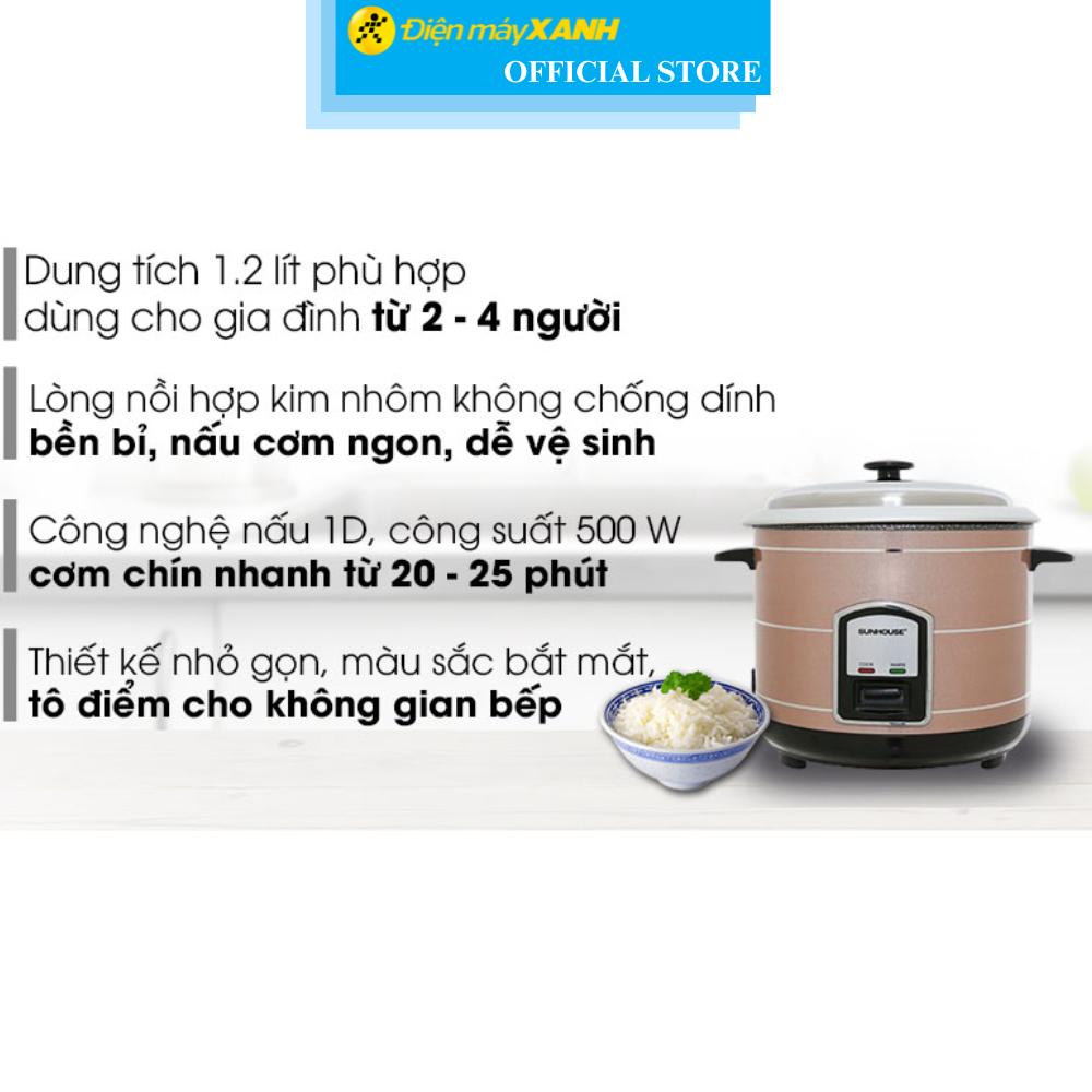 Nồi cơm nắp rời Sunhouse 1.2 lít SHD8105 - Hàng Chính Hãng