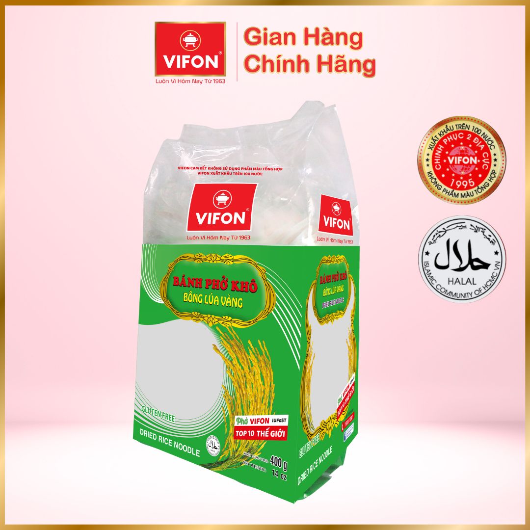 Thùng 12 gói Phở khô bông lúa vàng 400gr/gói