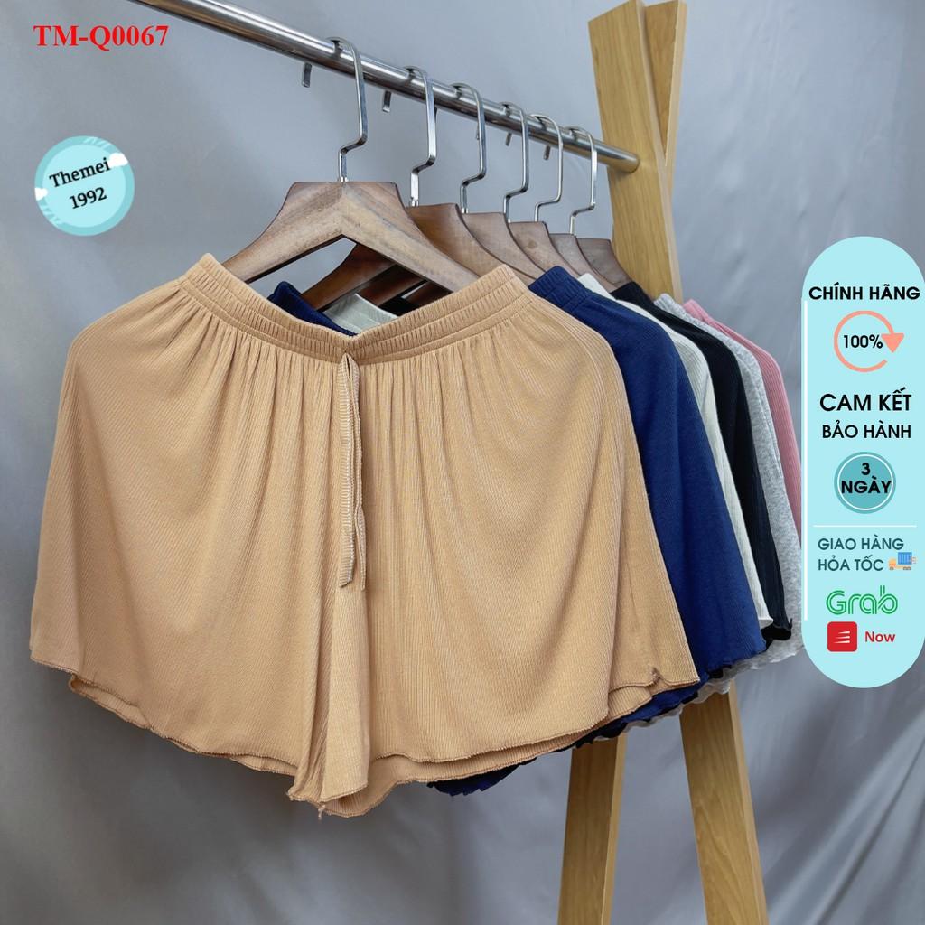 Quần đùi short nữ THE MEI 1992 cao cấp - Quần sooc nữ len tăm chất mát mịn cạp chun kèm viền siêu xinh trendy 2022