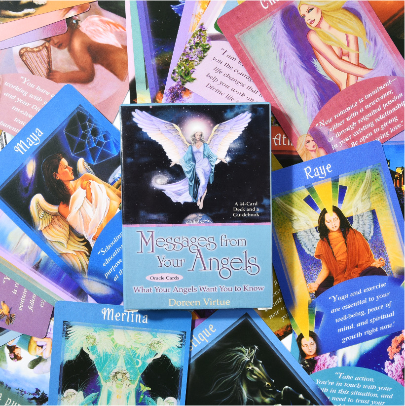 Combo Bộ Bài Bói Messages From Your Angels Cards Tarot Cao Cấp Bản Đẹp  và Túi Nhung Đựng Tarot