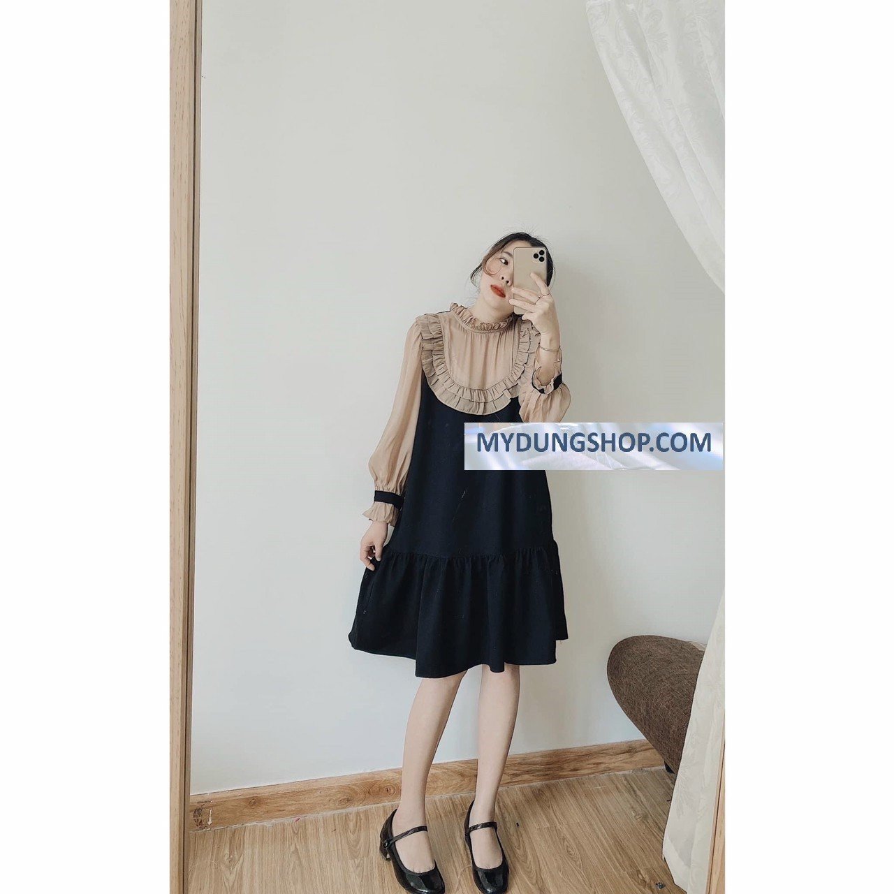 ĐẦM SUÔNG CỔ PHỐI VIỀN BÈO FROM RỘNG RÃI, AI TRÒN TRÒN, BẦU BÌ BON CHEN ĐƯỢC NHÉ CÁC NÀNG