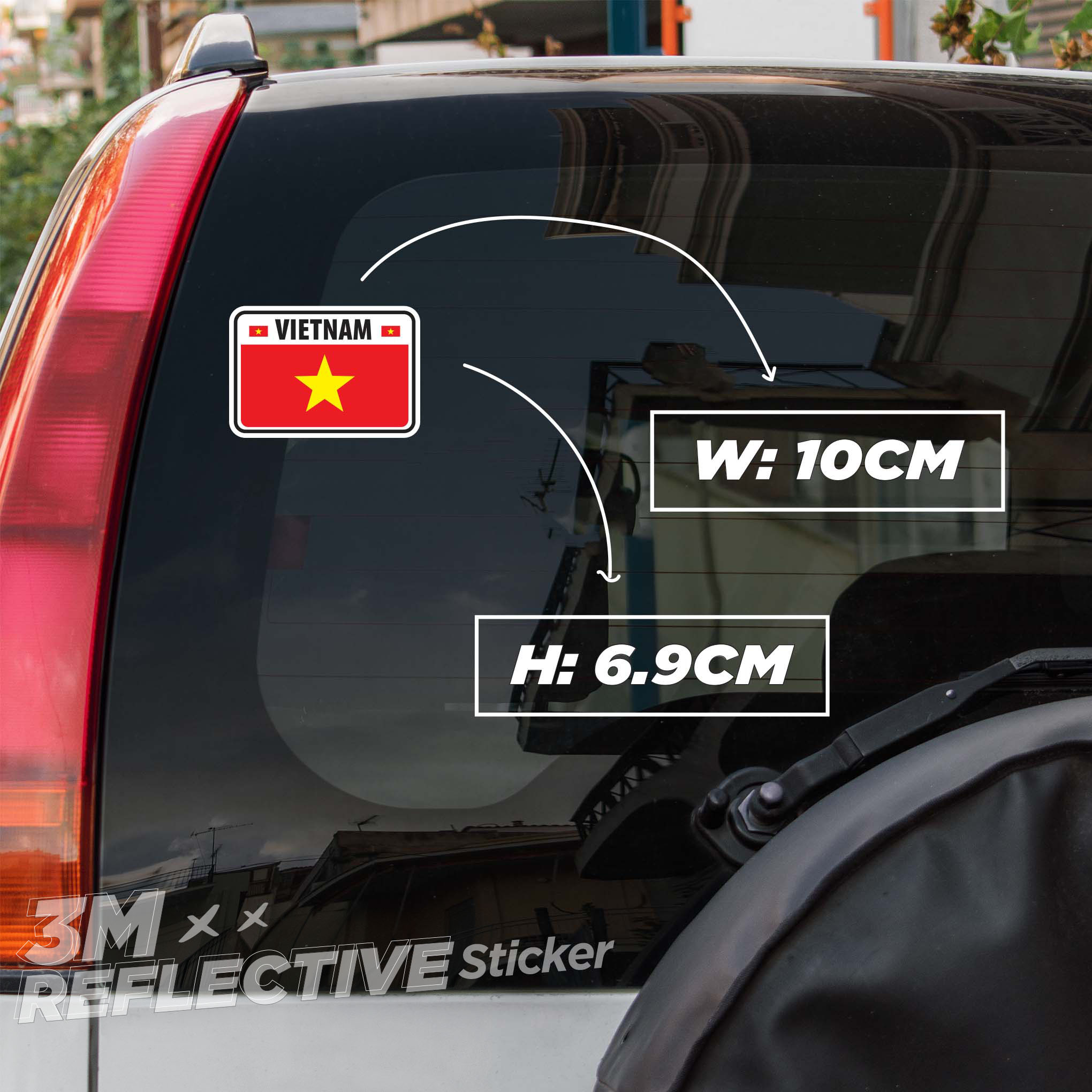 VIETNAM FLAG RECTANGLE 3M - Reflective Sticker Die-cut phản quang thương hiệu STICKER FACTORY