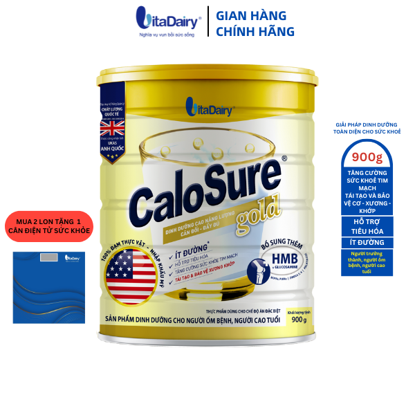 Sữa bột Calosure Gold ít đường 900g giúp tăng cường sức khỏe tim mạch, bảo vệ cơ xương khớp, ngủ ngon, tiêu hóa tốt - VitaDairy