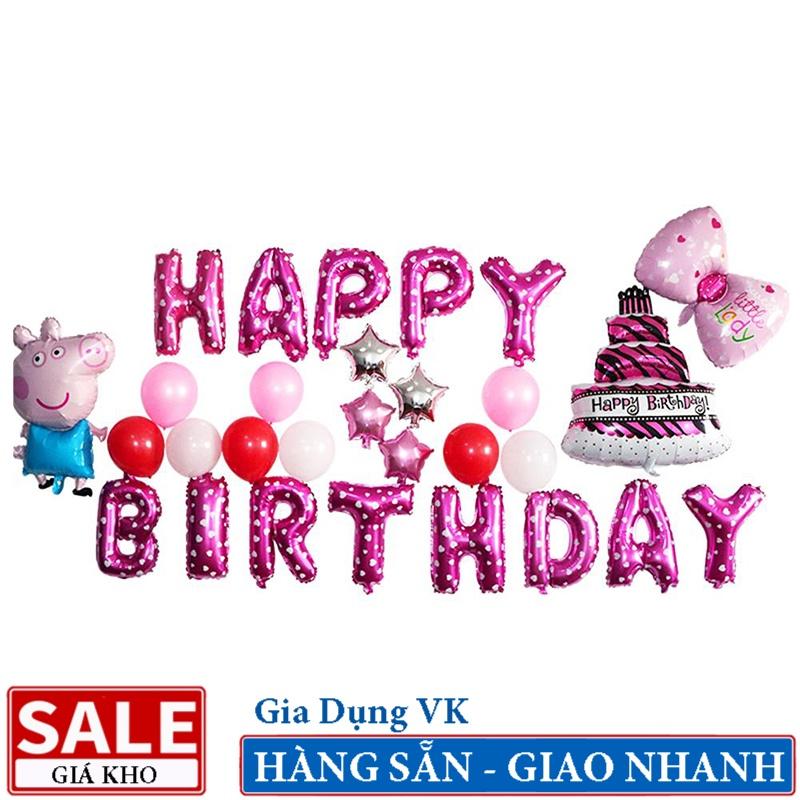 Combo Trang Trí Sinh Nhật Bóng Happy Birthday Kèm Nhiều Phụ Kiện Khác - Tặng Bơm Tay