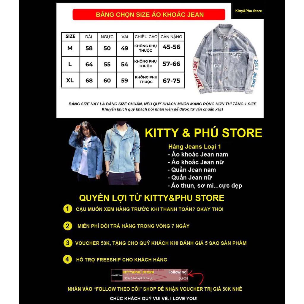 Áo khoác jean nam nữ xám trắng Attach Let Rock cao cấp HQ KT52