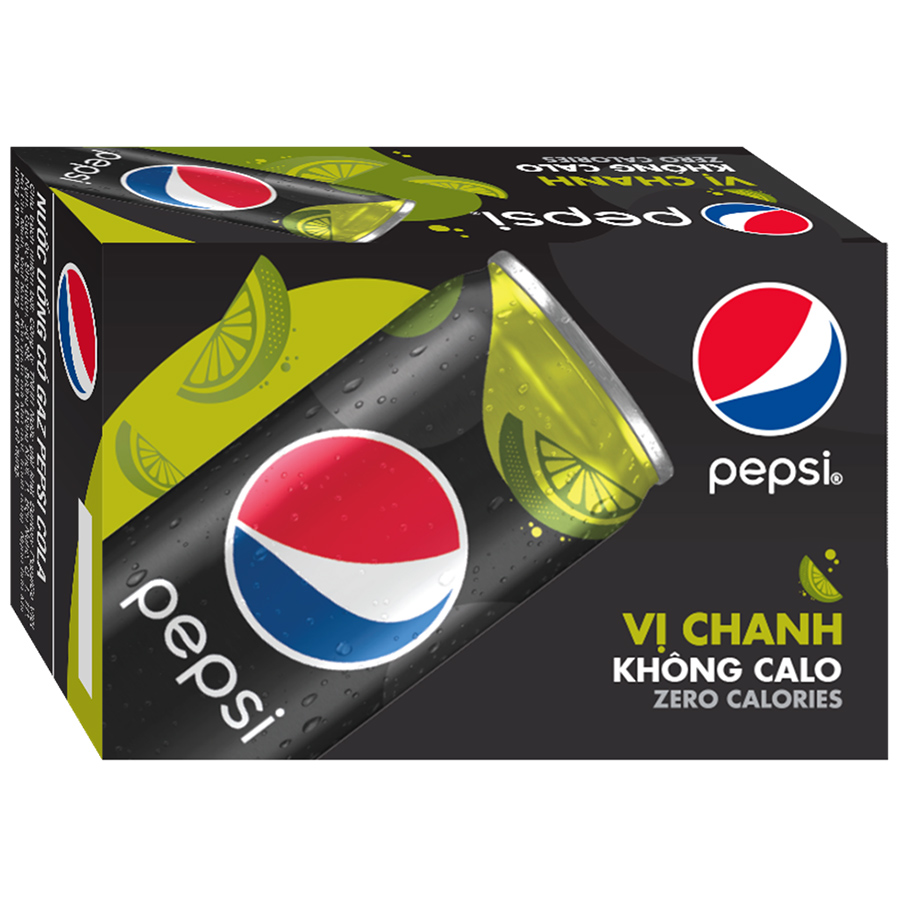 Hình ảnh Thùng 24 Lon Nước Uống Có Gaz Pepsi Vị Chanh Không Calo (320ml/Lon)