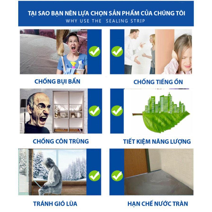 Cuộn 2 mét ron dán chắn khe hở cửa, miếng dán chân cửa chống bụi