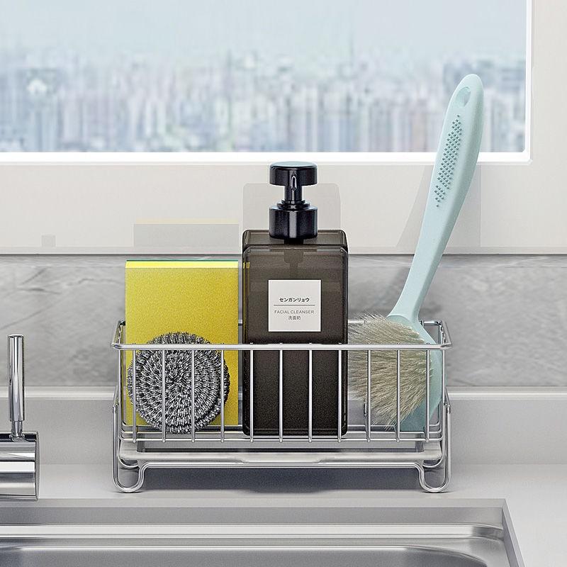 Rổ Inox 304 Đựng Xốp Rửa Chén Treo Bồn Rửa Nhà Bếp Tiện Dụng