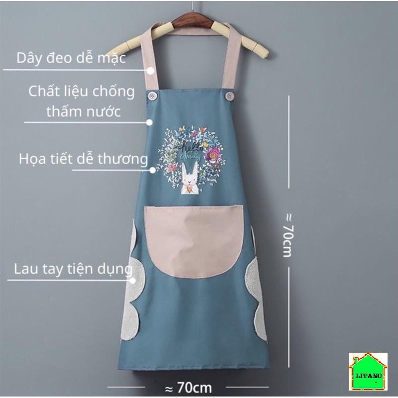 Tạp Dề Nấu Ăn Thời Trang Dễ Thương Chống Nước Cao Cấp Kiểu Hàn Quốc Có Túi Để Điện Thoại Và Họa Tiết Xinh X