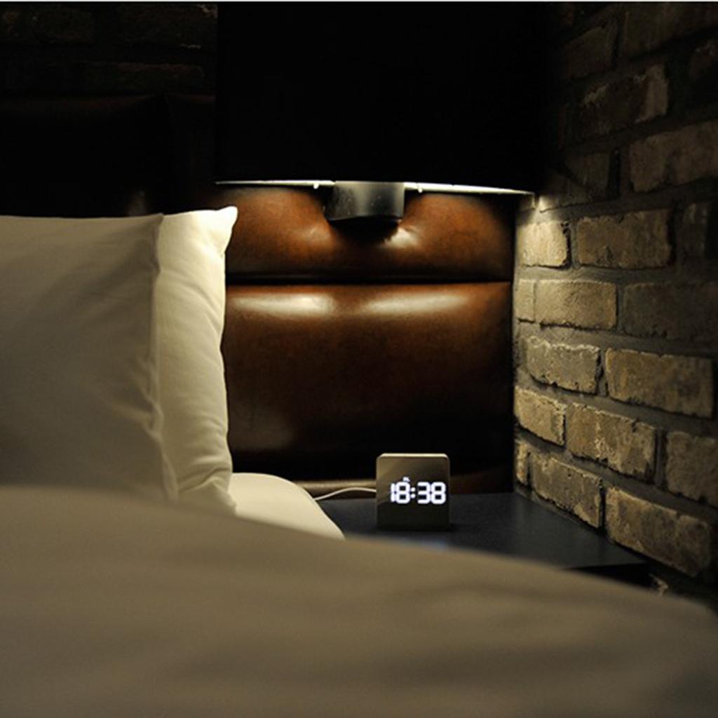 2Pcs Table LED Clock - Time Snooze Alarm Clock Mirror Thermometer - Square