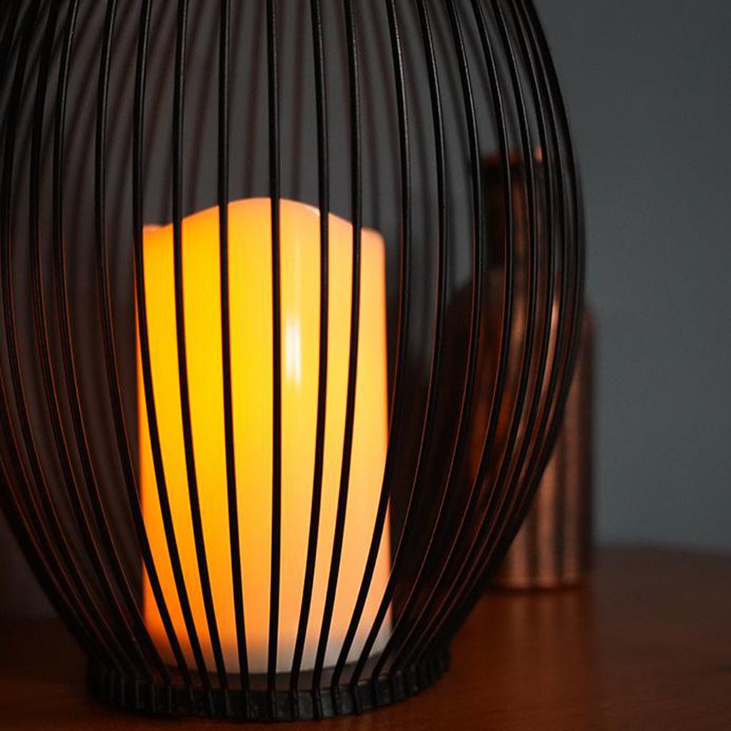 Vintage Style Iron Wire Candle Holder with LED Candle for Home Wedding Decor