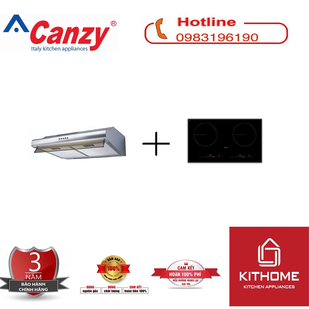 Combo Bếp Từ Canzy CZ - 08I + Máy Hút Mùi Canzy CZ - 2070I - Hàng Chính Hãng