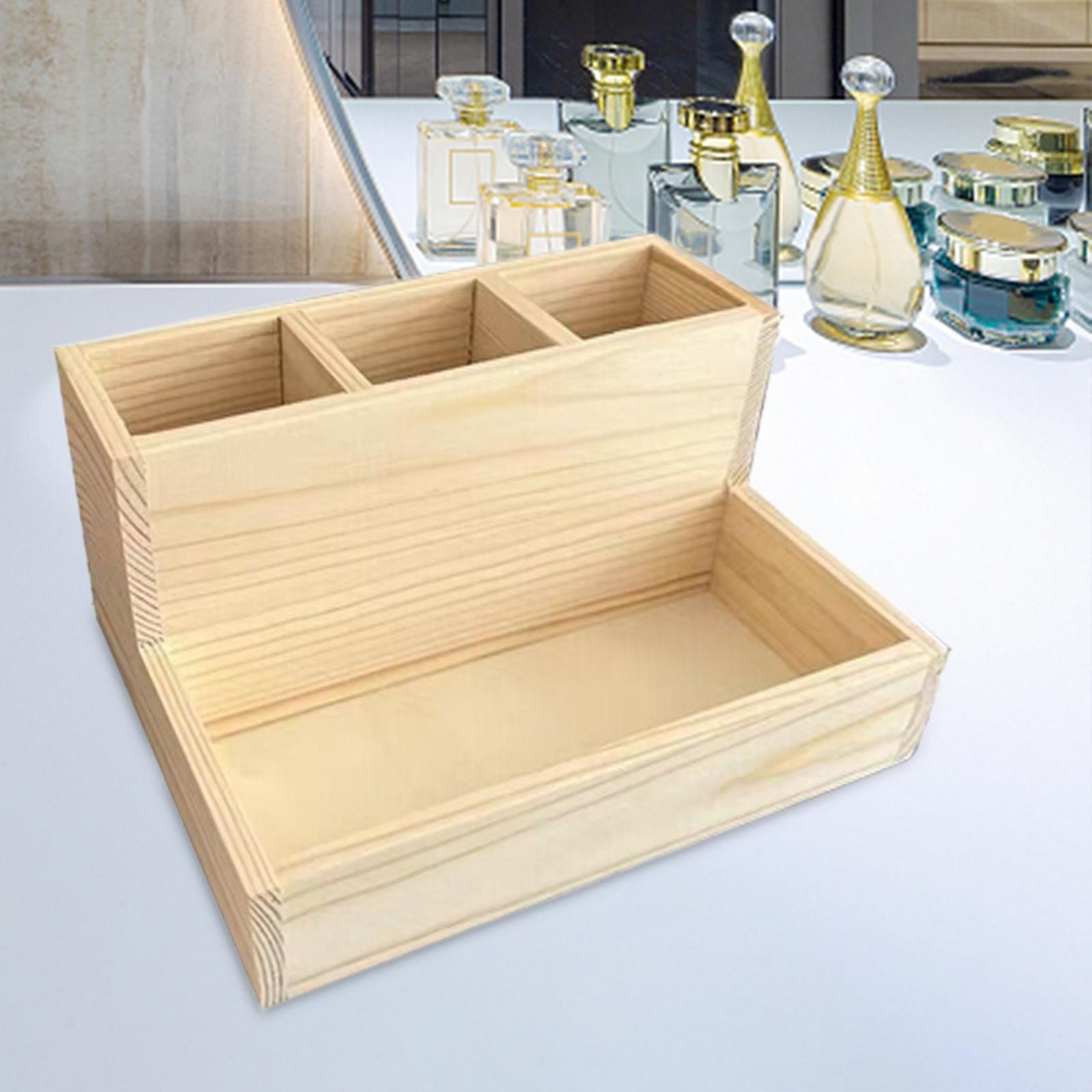Wooden Makeup Organizer Portable Desk Organizer Thick for Office Desk Drawer