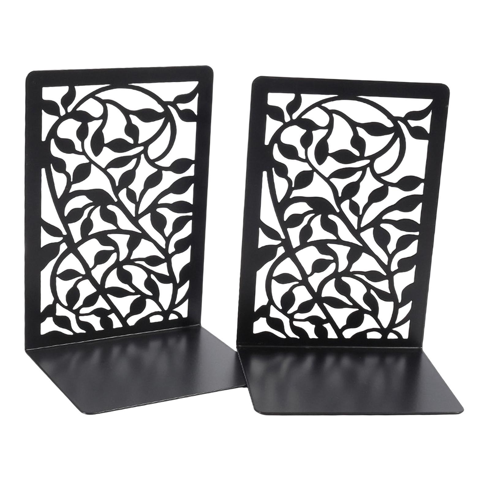 Book Ends, Heavy Duty Iron Bookend Supports Stable Bookends for Home Restaurant Binder