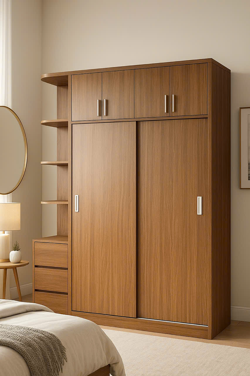 Tủ áo gỗ công nghiệp Tundo KT 1m8 x 2m4