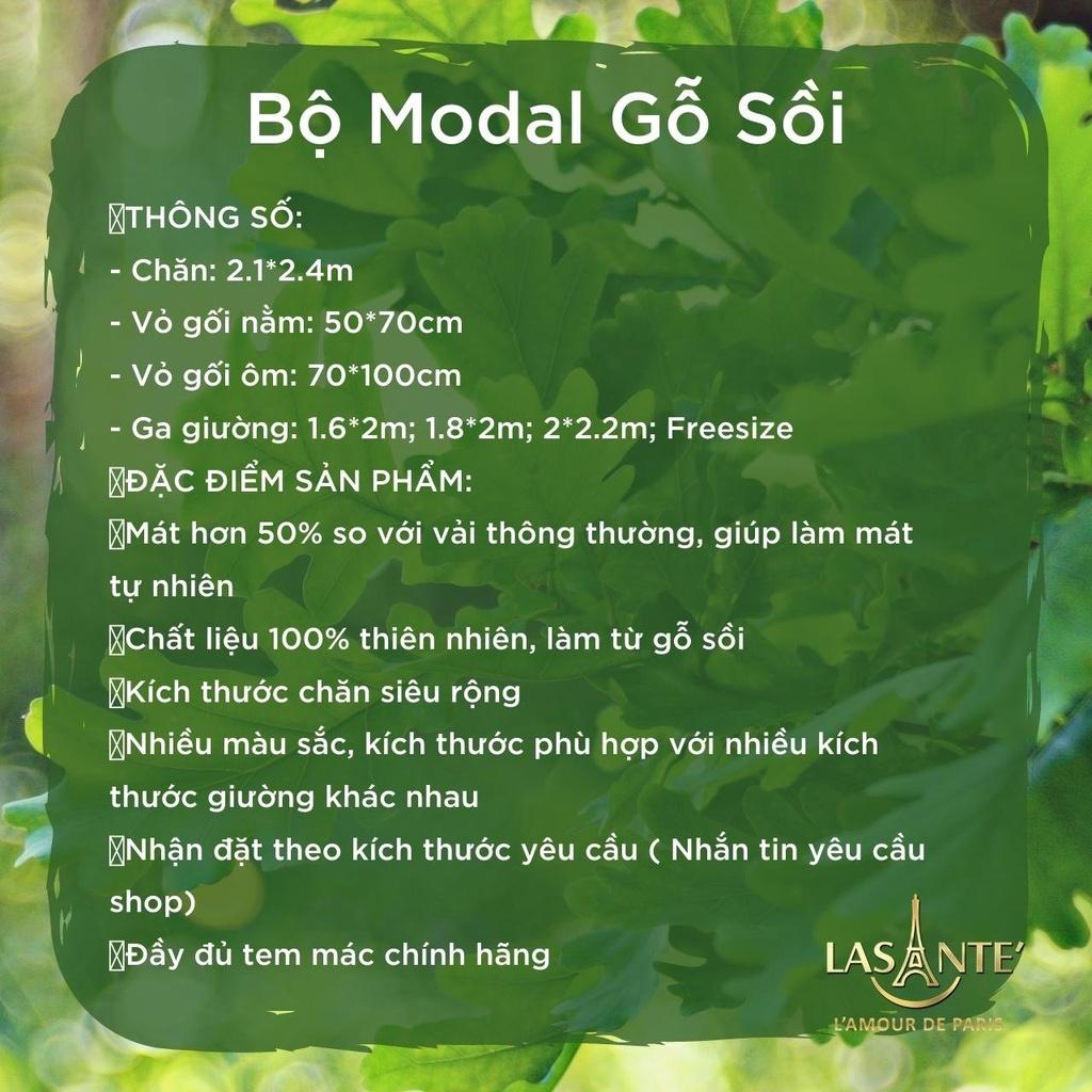 Bộ chăn ga gối LASANTE' Lucia cao cấp phong cách Pháp màu Xanh da trời modal gỗ sồi tự nhiên 100% siêu rộng 2.1mx2.4m