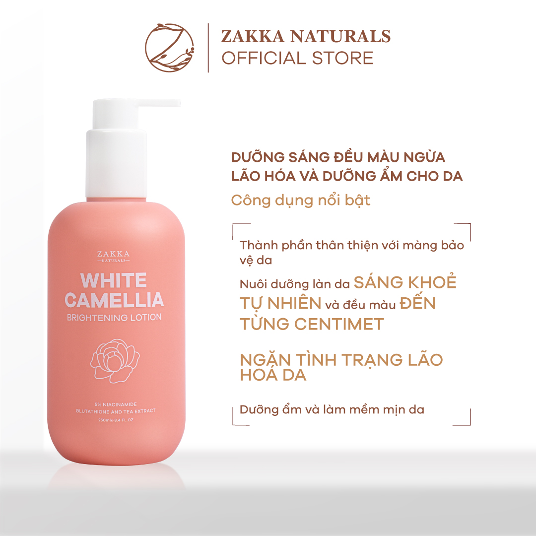 Sữa Dưỡng Thể Sáng Mịn Da White Camellia 250g Zakka Naturals