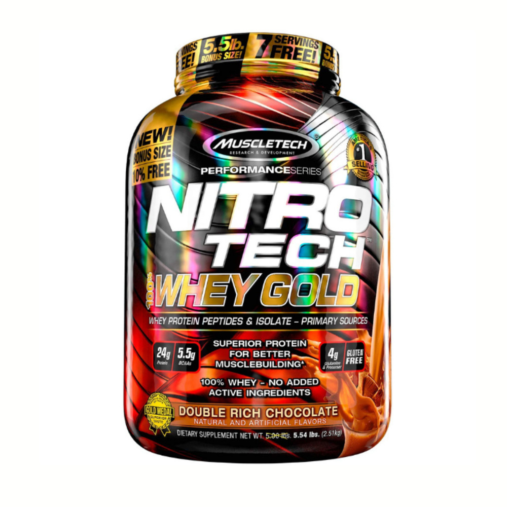 Sữa tăng cơ Nitrotech Whey Gold Muscletech 5.5lbs (5.5kg) 76 lần dùng, Tăng cơ và phục hồi cơ nhanh chóng