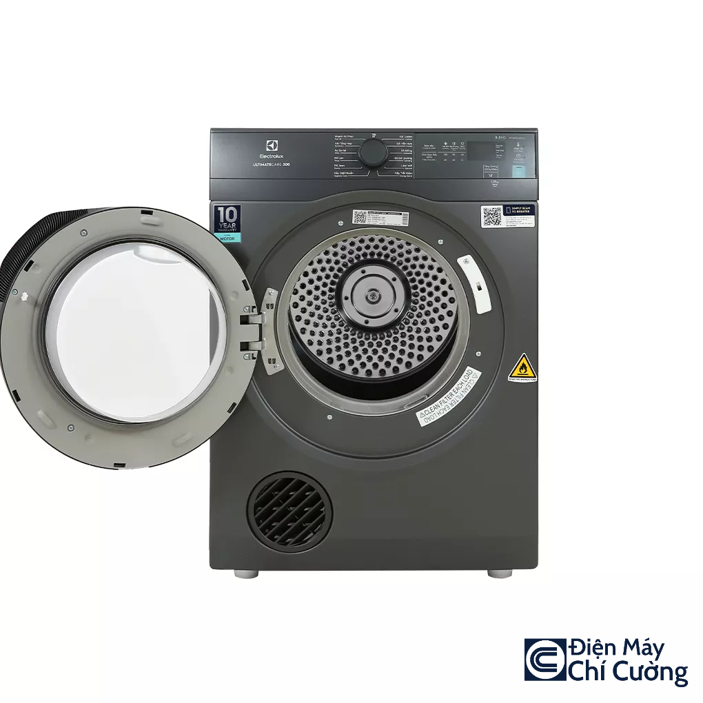 Máy Sấy Thông Hơi Electrolux 8.5kg UltimateCare 300 EDV854N3SB Màu Xám 8.5kg - Lồng giặt chuyển động luân phiên, giảm nhăn đến 32%, giảm hao mòn, giảm phai màu tới 80% [Hàng chính hãng]