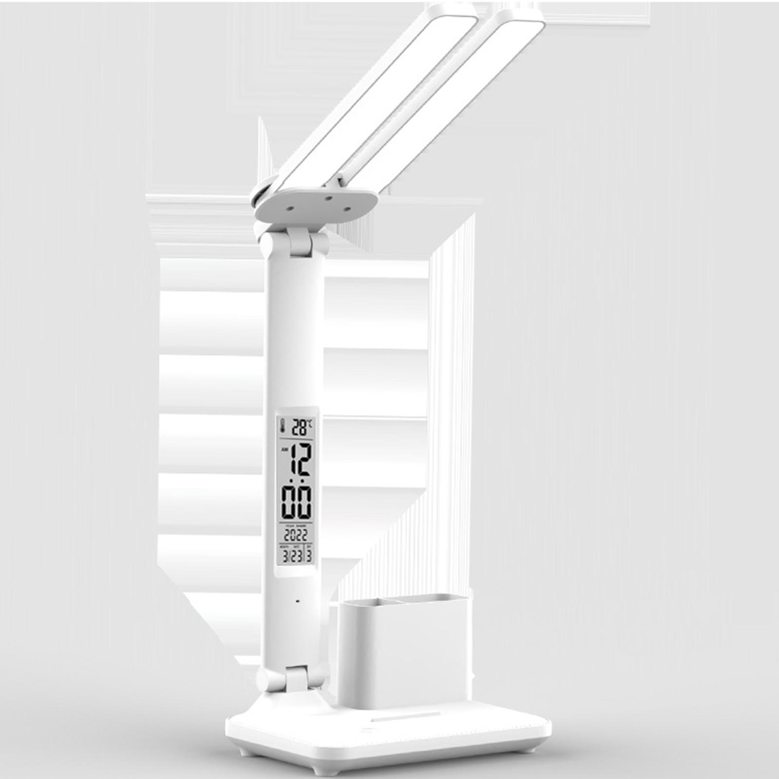 Table Lamp Office Home with Clock, Date, Temperature Lighting LED Desk Lamp