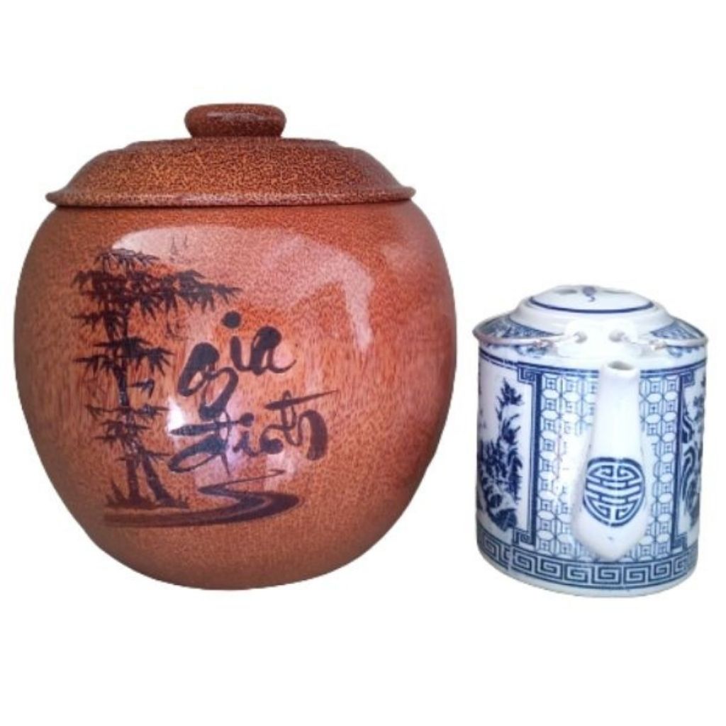 Bộ Bình Trà Gỗ Dừa Gọn Đẹp Hoa Văn Lồng Chữ Gia Đình Và Bình Trà 700 - 950ml - Sản Phẩm Được Sản Xuất Tại Bến Tre