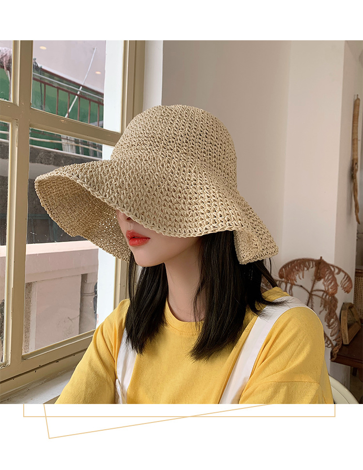 Mũ nón đi biển rộng vành cói nữ gấp gọn thoáng khí mát mẻ thời trang Hàn Quốc Dona22110206