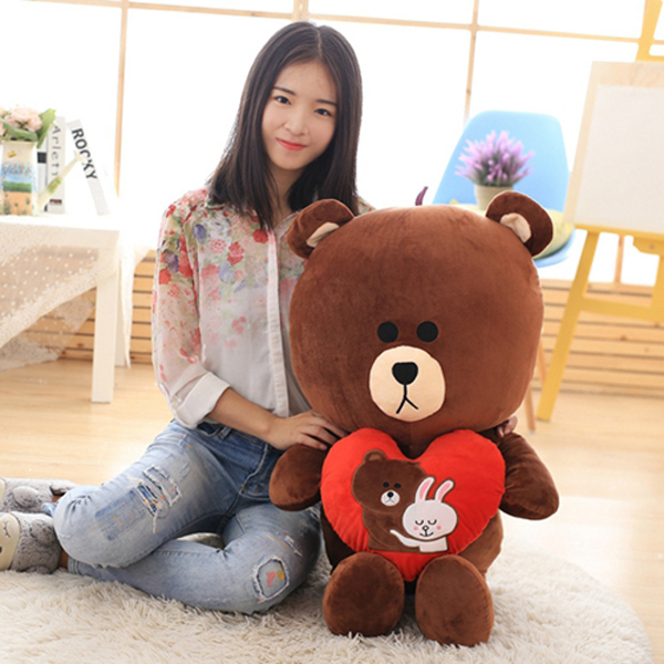 Gấu Brown Nhồi Bông Ôm Trái Tim (50 Cm) Gb08 (Màu Nâu)